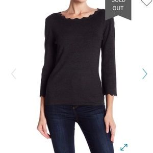 Philosophy Scalloped Trim Pullover Sweater Size L